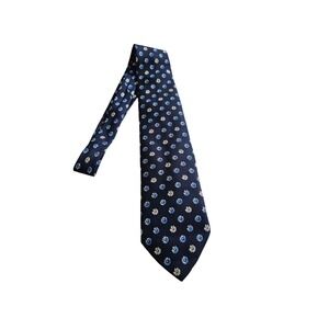 Beaumont Tie Rack Men's Silk Navy Daisy Print Necktie Made in Italy
